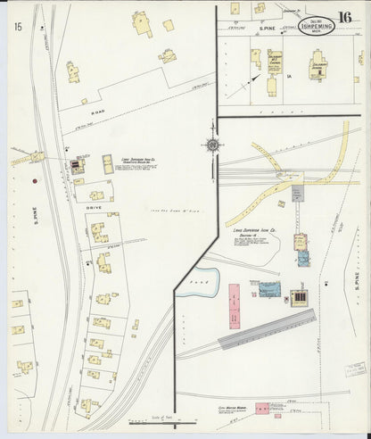 Sanborn Fire Insurance Map from Ishpeming, Marquette County, Michigan (1911), Sheet #0016 - Historic Sanborn Fire Insurance Map Print, vintage old map wall art, antique decor, genealogy gift, Michigan Michigan map