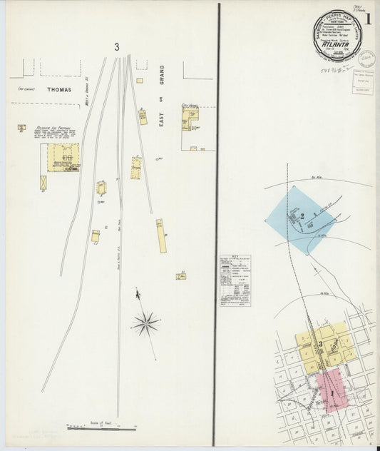 Sanborn Fire Insurance Map from Atlanta, Cass County, Texas (1896), Sheet #0001 - Complete Map Set gallery image, historic Sanborn map, vintage wall art, Texas Texas