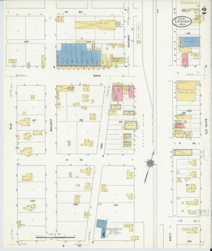 Sanborn Fire Insurance Map from Lehigh, Coal County, Oklahoma (1911), Sheet #0002 - Complete Map Set gallery image, historic Sanborn map, vintage wall art, Oklahoma Oklahoma