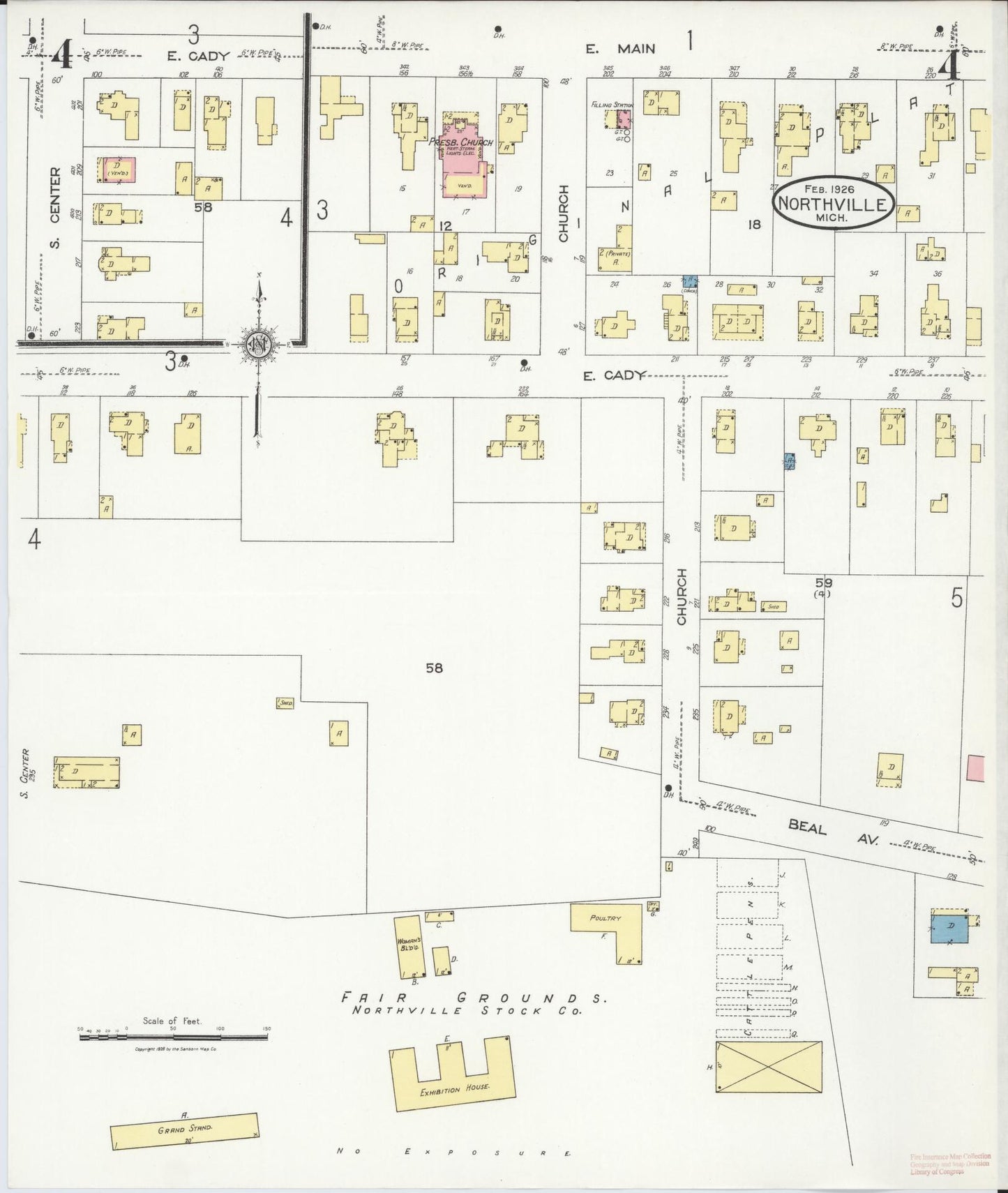 Sanborn Fire Insurance Map from Northville, Wayne County, Michigan (1926), Sheet #0004 - Complete Map Set gallery image, historic Sanborn map, vintage wall art, Michigan Michigan