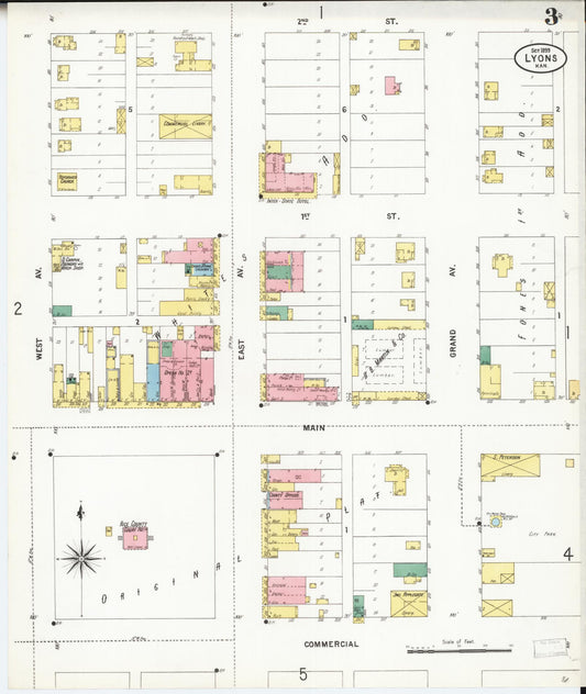 Sanborn Fire Insurance Map from Lyons, Rice County, Kansas (1899), Sheet #0003 - Historic Sanborn Fire Insurance Map Print, vintage old map wall art, antique decor, genealogy gift, Kansas Kansas map