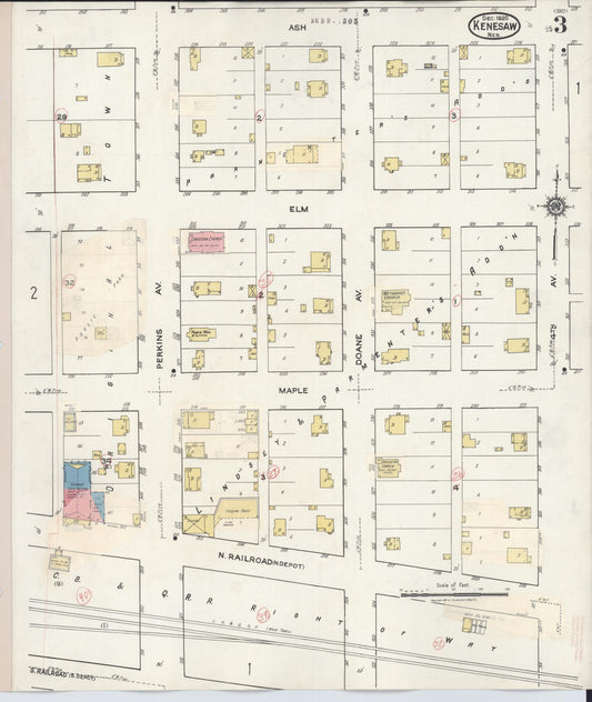 Sanborn Fire Insurance Map from Kenesaw, Adams County, Nebraska (1937), Sheet #0003 - Historic Sanborn Fire Insurance Map Print, vintage old map wall art, antique decor, genealogy gift, Nebraska Nebraska map