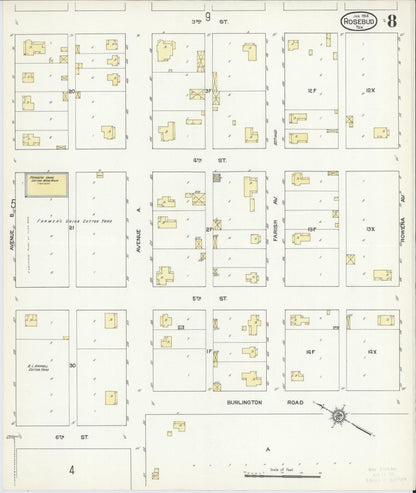 Sanborn Fire Insurance Map from Rosebud, Falls County, Texas (1914), Sheet #0008 - Historic Sanborn Fire Insurance Map Print, vintage old map wall art, antique decor, genealogy gift, Texas Texas map