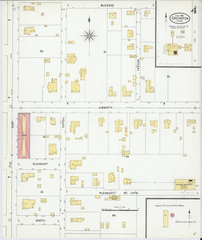 Sanborn Fire Insurance Map from Covington, Tipton County, Tennessee (1905), Sheet #0004 - Complete Map Set gallery image, historic Sanborn map, vintage wall art, Tennessee Tennessee