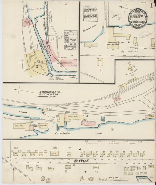 Sanborn Fire Insurance Map from New Hartford, Litchfield County, Connecticut (1884), Sheet #0001 - Complete Map Set gallery image, historic Sanborn map, vintage wall art, Connecticut Connecticut