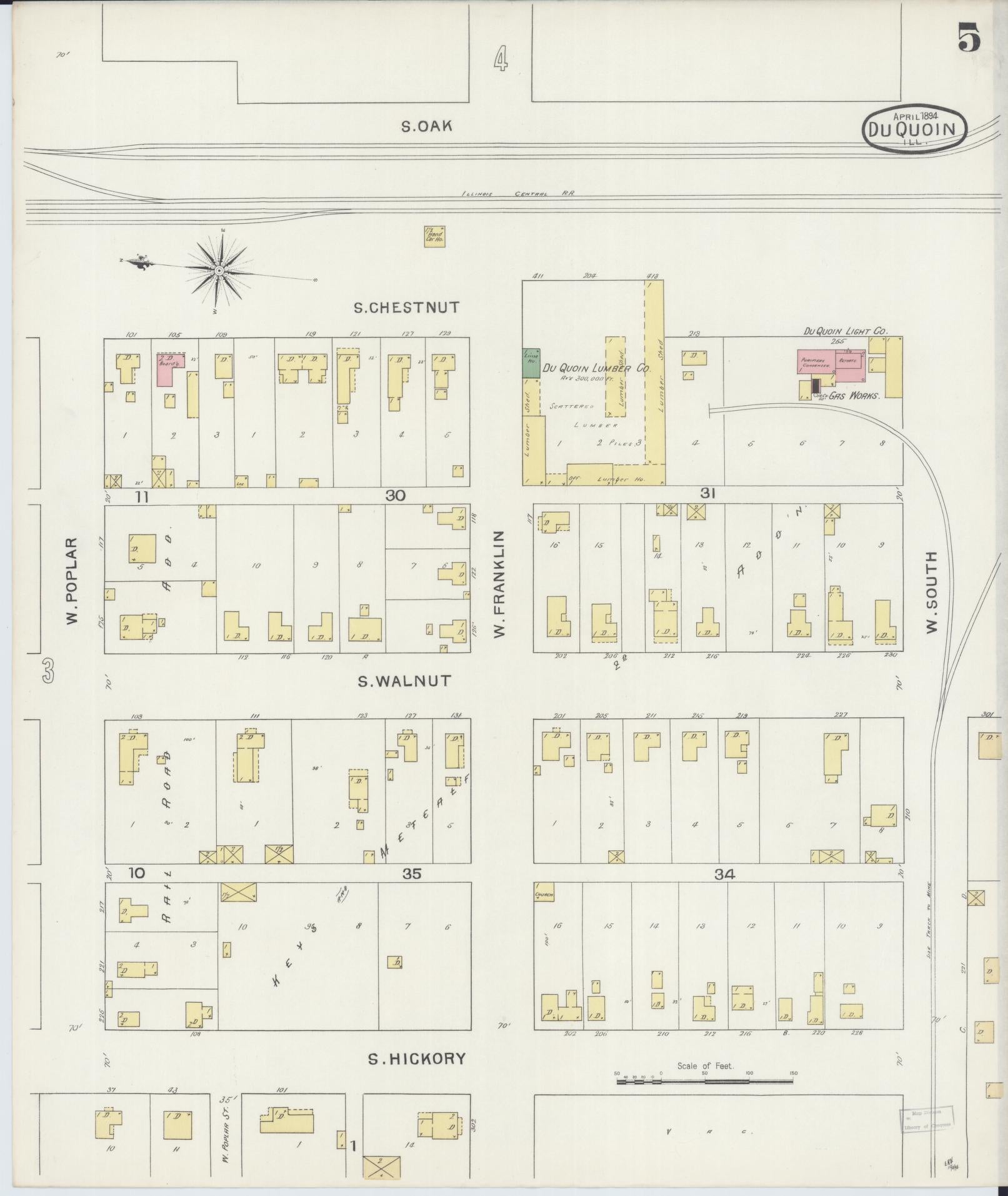 Sanborn Fire Insurance Map from Du Quoin, Perry County, Illinois (1894), Sheet #0005 - Complete Map Set gallery image, historic Sanborn map, vintage wall art, Illinois Illinois