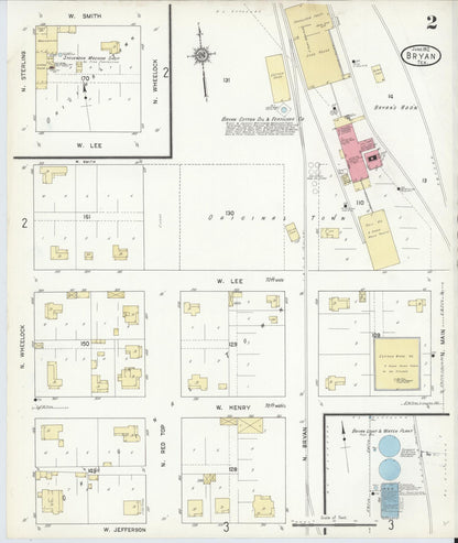 Sanborn Fire Insurance Map from Bryan, Brazos County, Texas (1912), Sheet #0002 - Complete Map Set gallery image, historic Sanborn map, vintage wall art, Texas Texas
