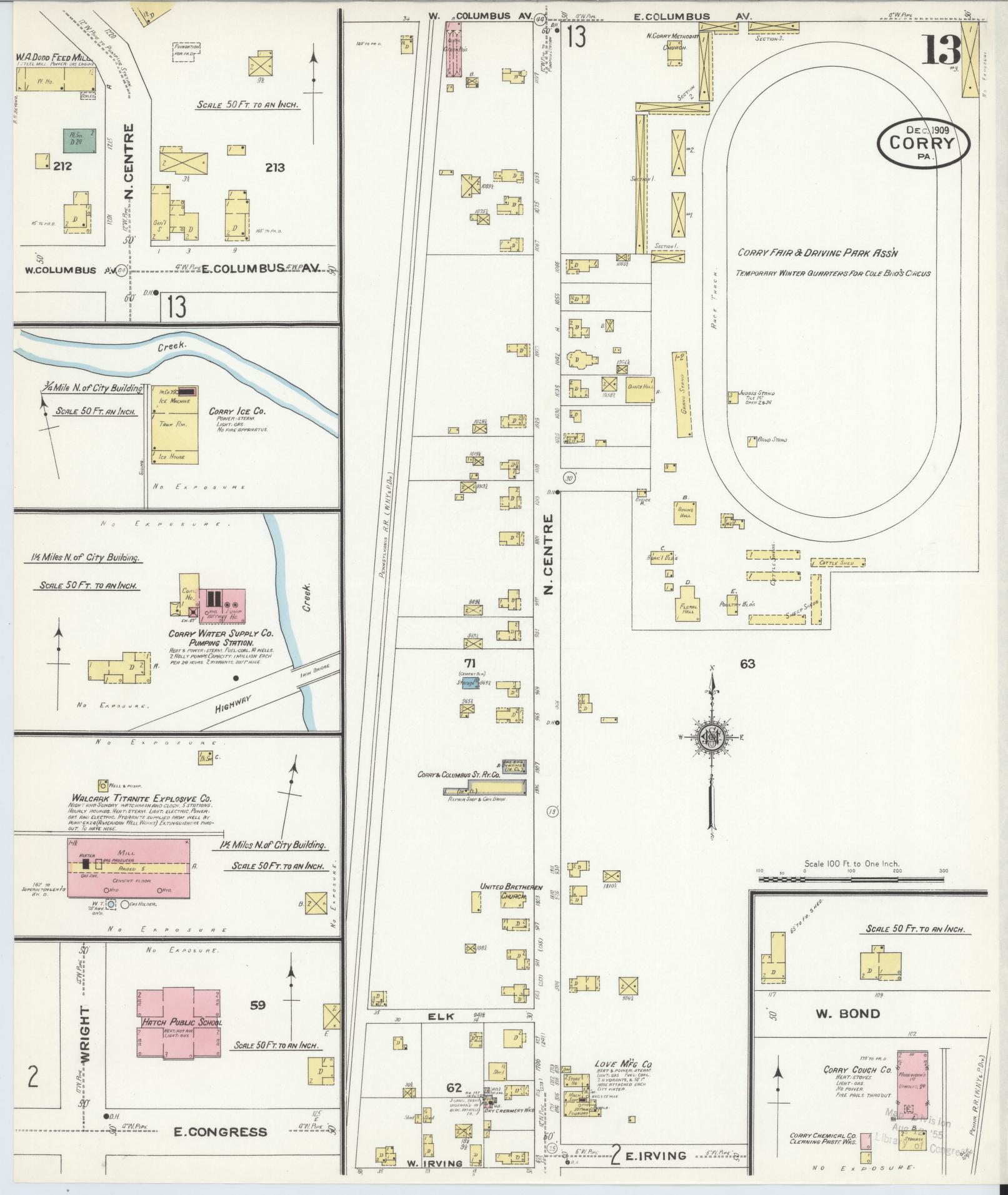 Sanborn Fire Insurance Map from Corry, Erie County, Pennsylvania (1909), Sheet #0013 - Historic Sanborn Fire Insurance Map Print, vintage old map wall art, antique decor, genealogy gift, Pennsylvania Pennsylvania map