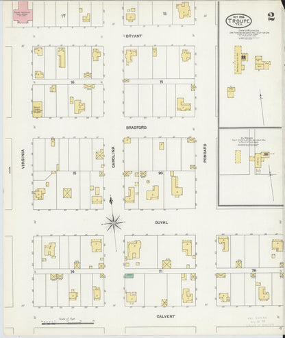 Sanborn Fire Insurance Map from Troup, Smith County, Texas (1904), Sheet #0002 - Complete Map Set gallery image, historic Sanborn map, vintage wall art, Texas Texas