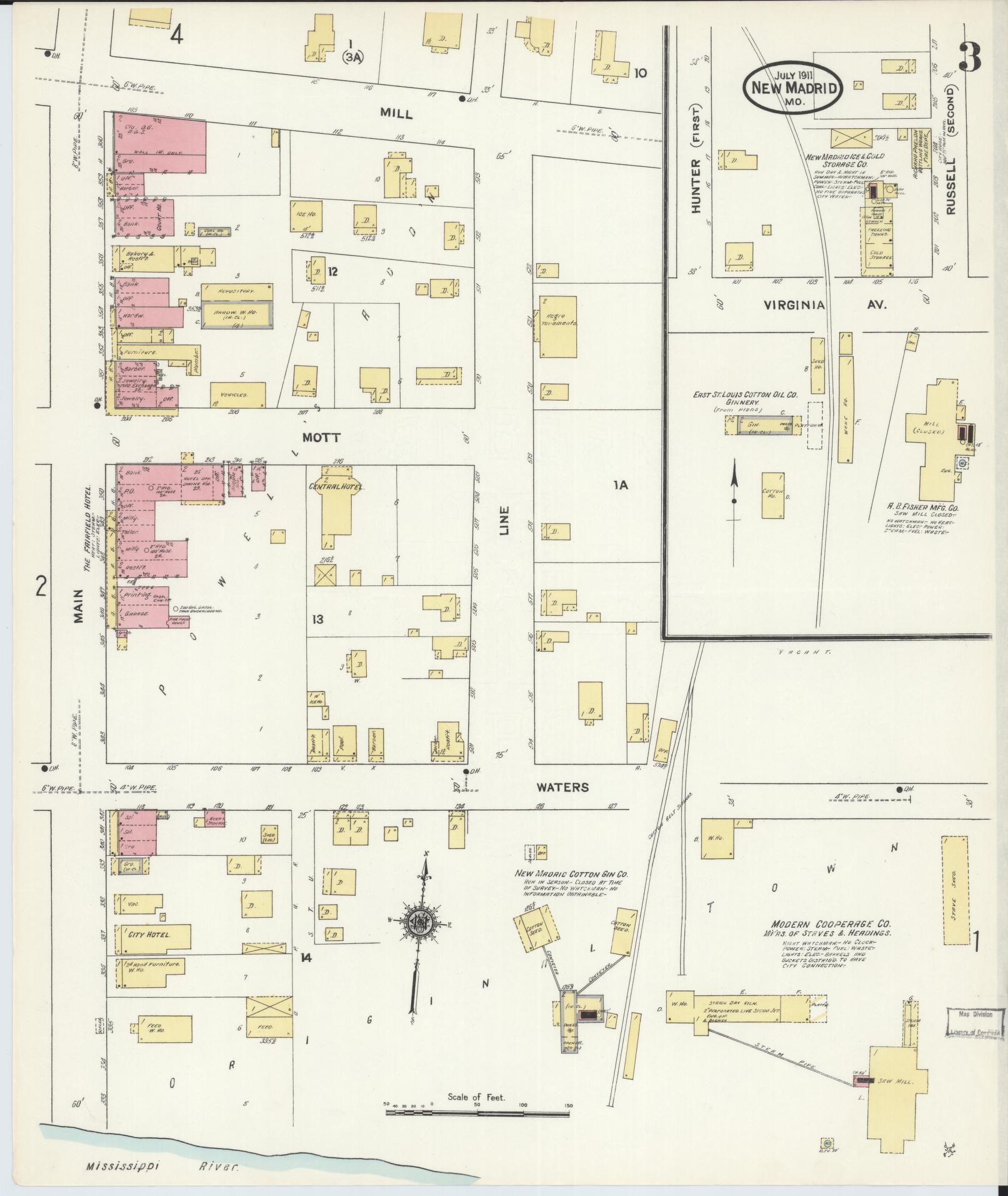 Sanborn Fire Insurance Map from New Madrid, New Madrid County, Missouri (1911), Sheet #0003 - Complete Map Set gallery image, historic Sanborn map, vintage wall art, Missouri Missouri
