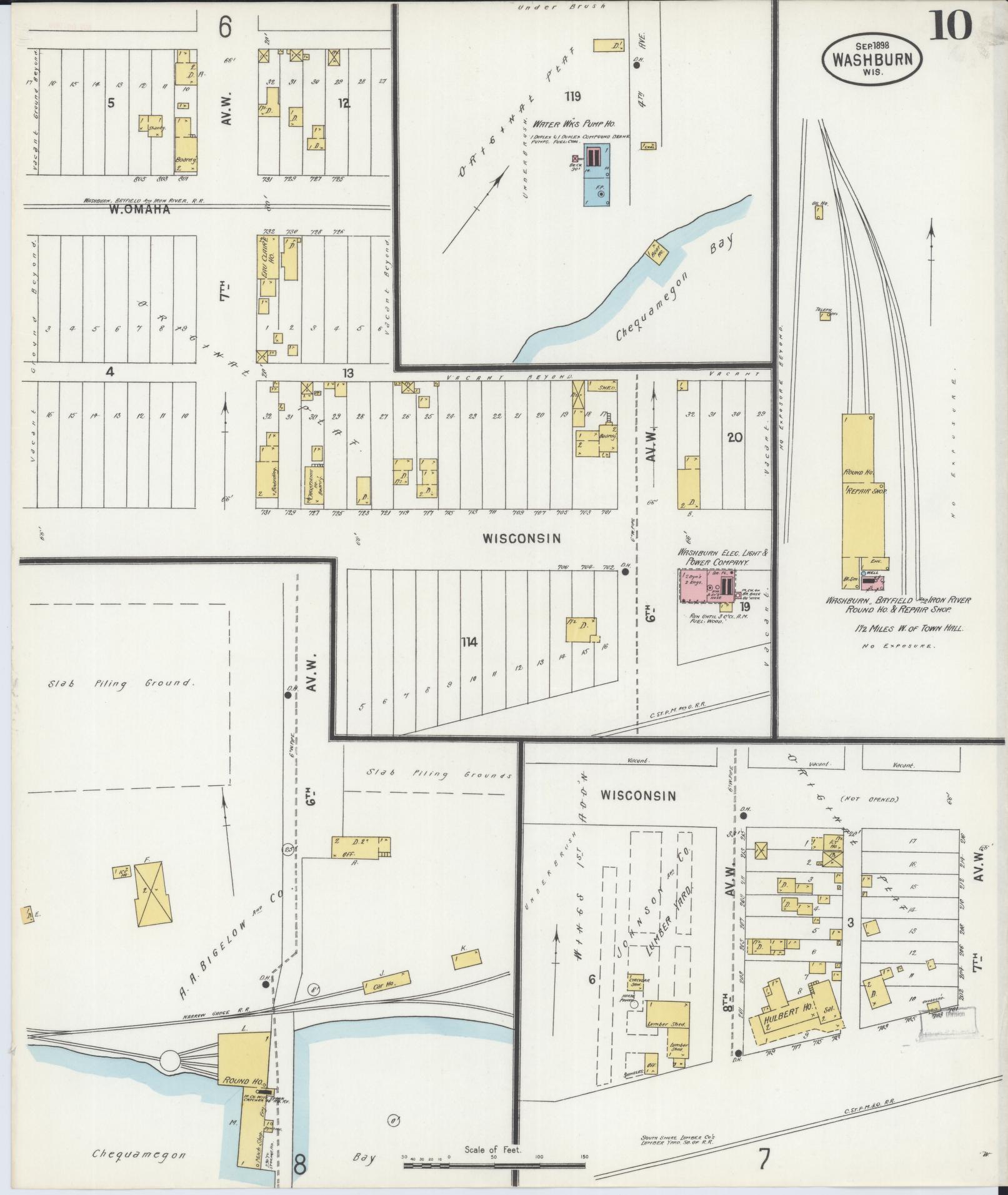 Sanborn Fire Insurance Map from Washburn, Bayfield County, Wisconsin (1898), Sheet #0010 - Complete Map Set gallery image, historic Sanborn map, vintage wall art, Wisconsin Wisconsin