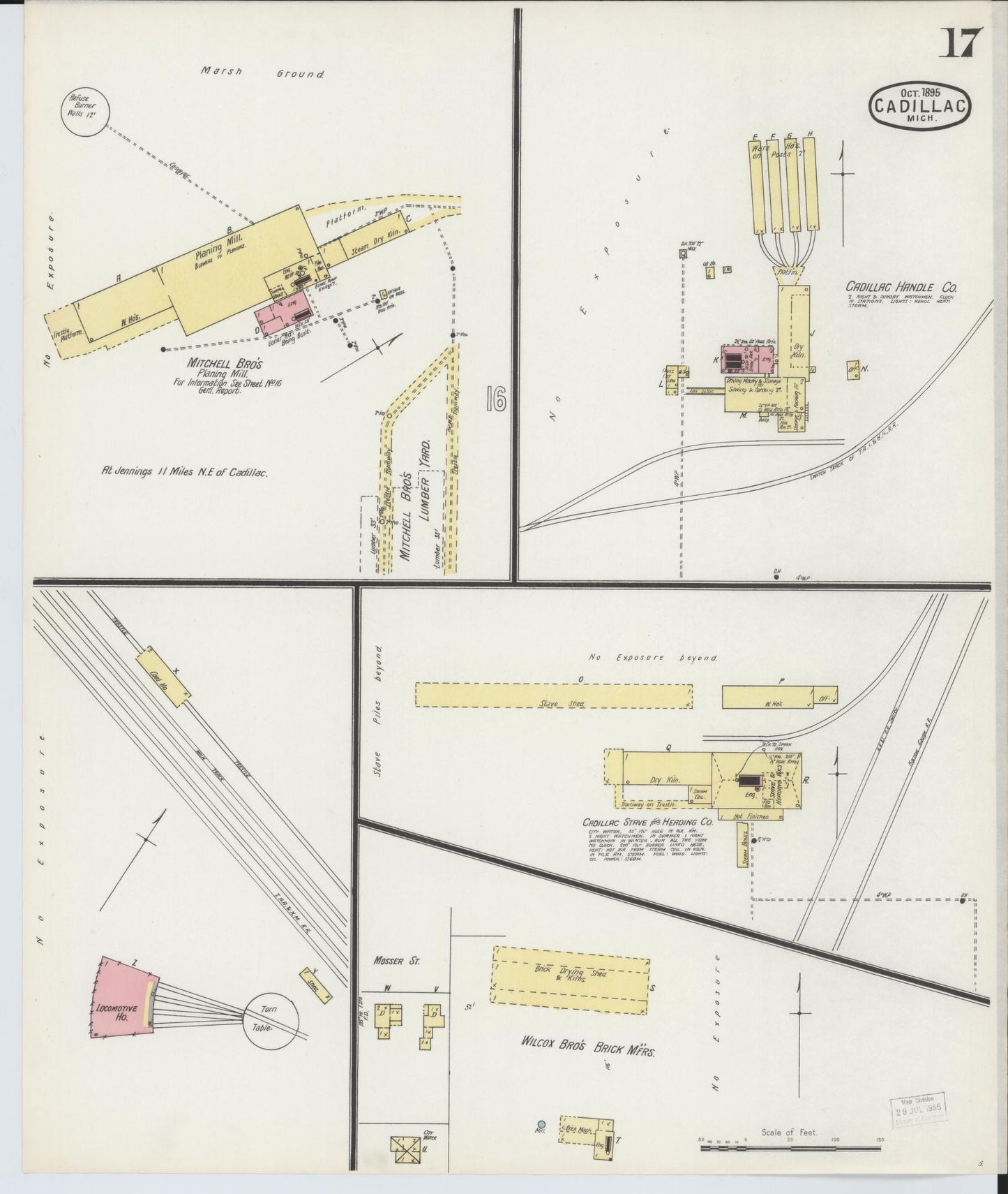 Sanborn Fire Insurance Map from Cadillac, Wexford County, Michigan (1895), Sheet #0017 - Complete Map Set gallery image, historic Sanborn map, vintage wall art, Michigan Michigan