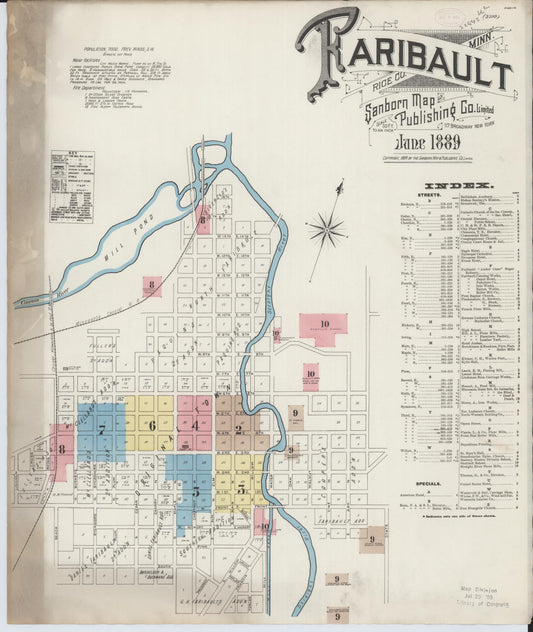 Sanborn Fire Insurance Map from Faribault, Rice County, Minnesota (1889), Sheet #0001 - Complete Map Set gallery image, historic Sanborn map, vintage wall art, Minnesota Minnesota