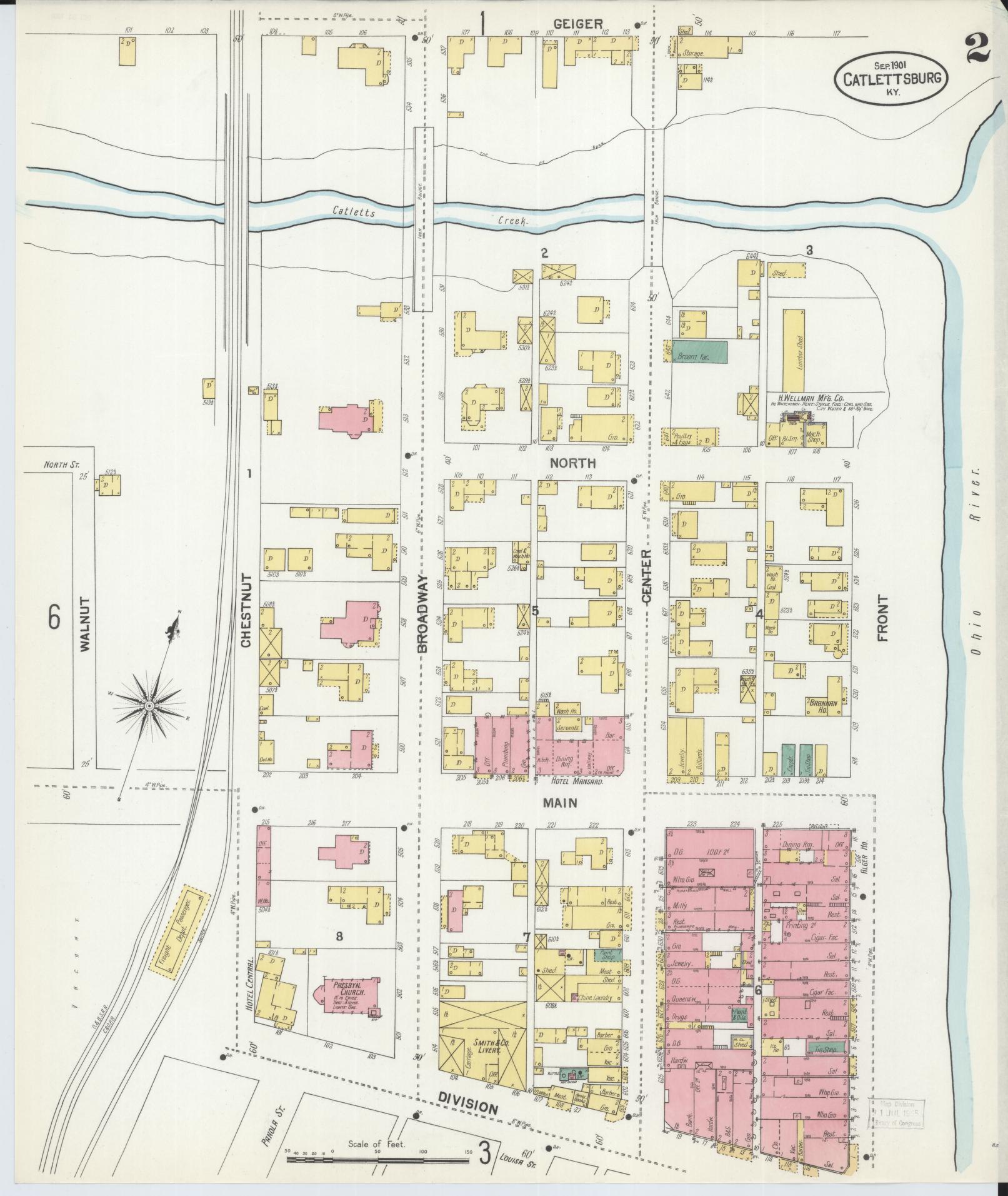 Sanborn Fire Insurance Map from Catlettsburg, Boyd County, Kentucky (1901), Sheet #0002 - Complete Map Set gallery image, historic Sanborn map, vintage wall art, Kentucky Kentucky