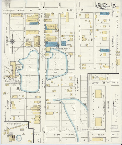 Sanborn Fire Insurance Map from Picher, Ottawa County, Oklahoma (1920), Sheet #0005 - Complete Map Set gallery image, historic Sanborn map, vintage wall art, Oklahoma Oklahoma