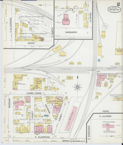 Sanborn Fire Insurance Map from Decatur, Macon County, Illinois (1892), Sheet #0002 - Historic Sanborn Fire Insurance Map Print, vintage old map wall art, antique decor, genealogy gift, Illinois Illinois map