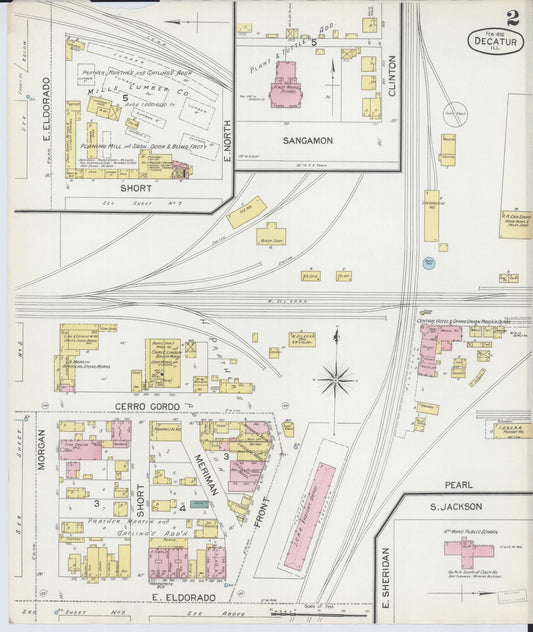 Sanborn Fire Insurance Map from Decatur, Macon County, Illinois (1892), Sheet #0002 - Historic Sanborn Fire Insurance Map Print, vintage old map wall art, antique decor, genealogy gift, Illinois Illinois map