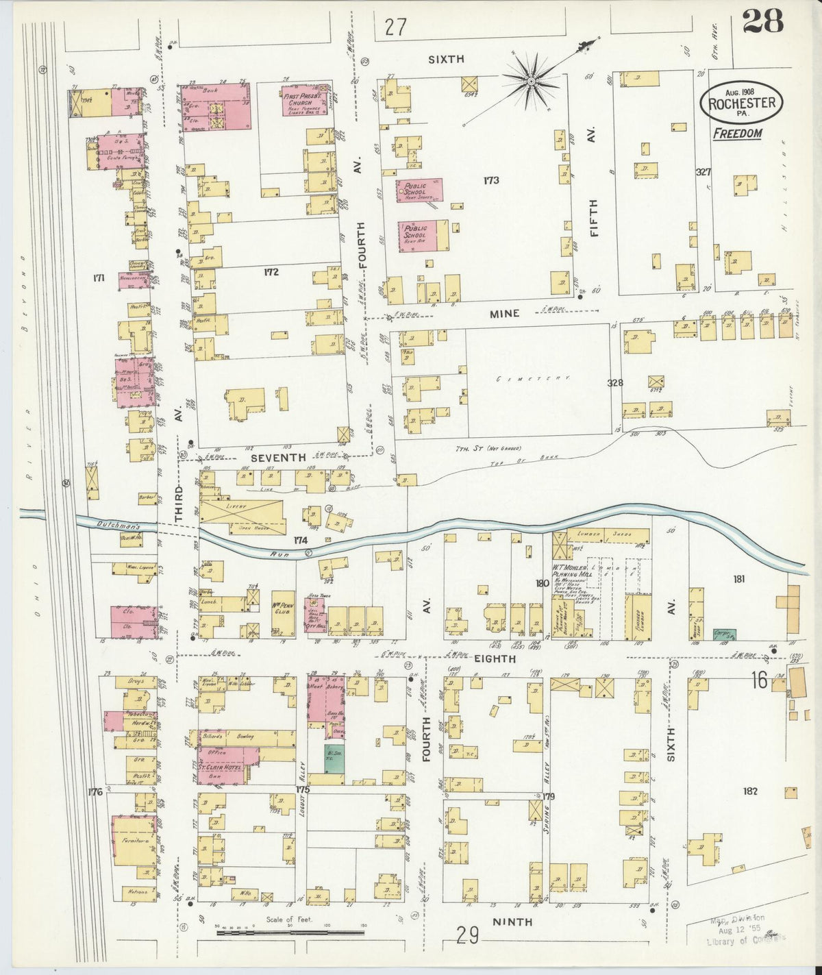 Sanborn Fire Insurance Map from Rochester, Beaver County, Pennsylvania (1908), Sheet #0027 - Complete Map Set gallery image, historic Sanborn map, vintage wall art, Pennsylvania Pennsylvania