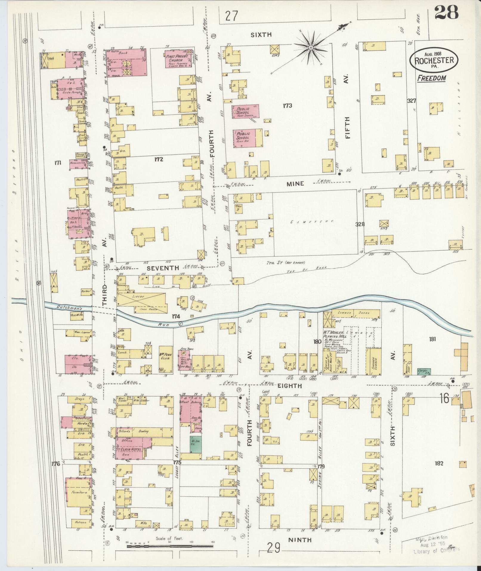 Sanborn Fire Insurance Map from Rochester, Beaver County, Pennsylvania (1908), Sheet #0027 - Complete Map Set gallery image, historic Sanborn map, vintage wall art, Pennsylvania Pennsylvania