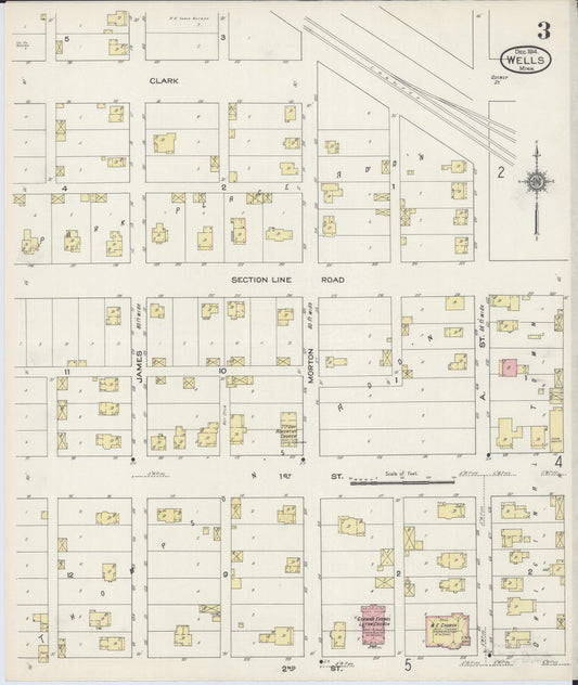 Sanborn Fire Insurance Map from Wells, Faribault County, Minnesota (1914), Sheet #0003 - Historic Sanborn Fire Insurance Map Print, vintage old map wall art, antique decor, genealogy gift, Minnesota Minnesota map