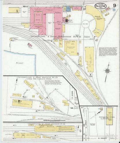 Sanborn Fire Insurance Map from Palestine, Anderson County, Texas (1919), Sheet #0009 - Complete Map Set gallery image, historic Sanborn map, vintage wall art, Texas Texas