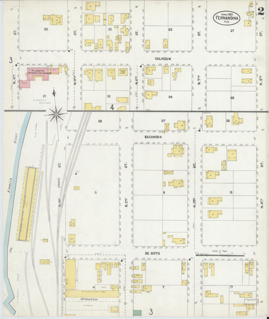 Sanborn Fire Insurance Map from Fernandina, Nassau County, Florida (1903), Sheet #0002 - Historic Sanborn Fire Insurance Map Print, vintage old map wall art, antique decor, genealogy gift, Florida Florida map