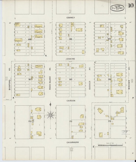 Sanborn Fire Insurance Map from El Reno, Canadian County, Oklahoma (1895), Sheet #0010 - Historic Sanborn Fire Insurance Map Print, vintage old map wall art, antique decor, genealogy gift, Oklahoma Oklahoma map
