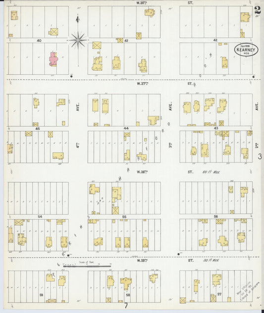 Sanborn Fire Insurance Map from Kearney, Buffalo County, Nebraska (1899), Sheet #0002 - Historic Sanborn Fire Insurance Map Print, vintage old map wall art, antique decor, genealogy gift, Nebraska Nebraska map