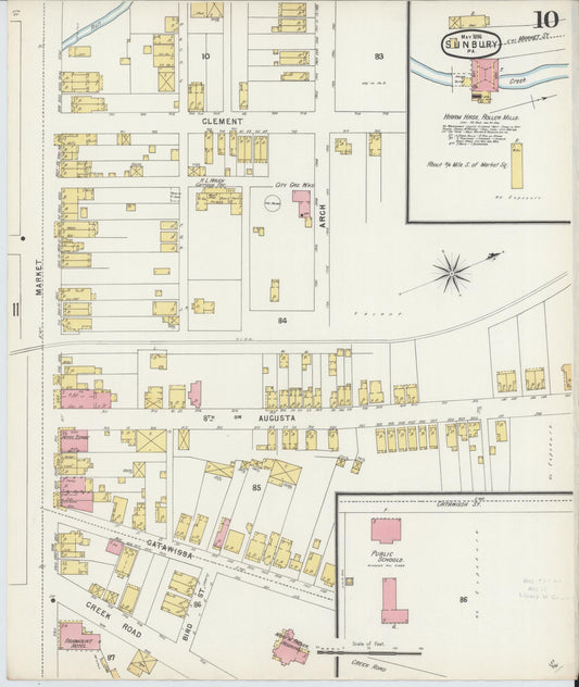 Sanborn Fire Insurance Map from Sunbury, Northumberland County, Pennsylvania (1896), Sheet #0010 - Historic Sanborn Fire Insurance Map Print, vintage old map wall art, antique decor, genealogy gift, Pennsylvania Pennsylvania map