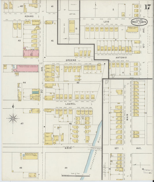 Sanborn Fire Insurance Map from Tampa, Hillsborough County, Florida (1895), Sheet #0021 - Historic Sanborn Fire Insurance Map Print, vintage old map wall art, antique decor, genealogy gift, Florida Florida map