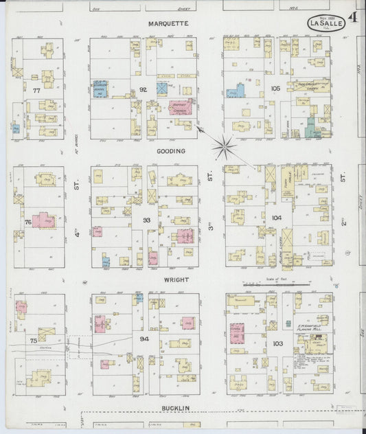 Sanborn Fire Insurance Map from La Salle, La Salle County, Illinois (1888), Sheet #0004 - Historic Sanborn Fire Insurance Map Print, vintage old map wall art, antique decor, genealogy gift, Illinois Illinois map