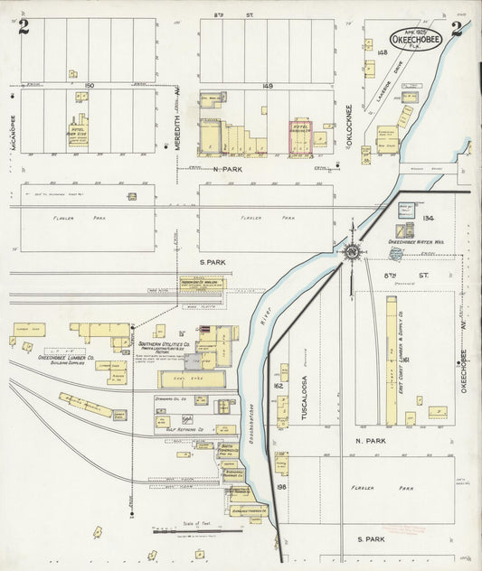 Sanborn Fire Insurance Map from Okeechobee, Okeechobee County, Florida (1925), Sheet #0002 - Historic Sanborn Fire Insurance Map Print, vintage old map wall art, antique decor, genealogy gift, Florida Florida map