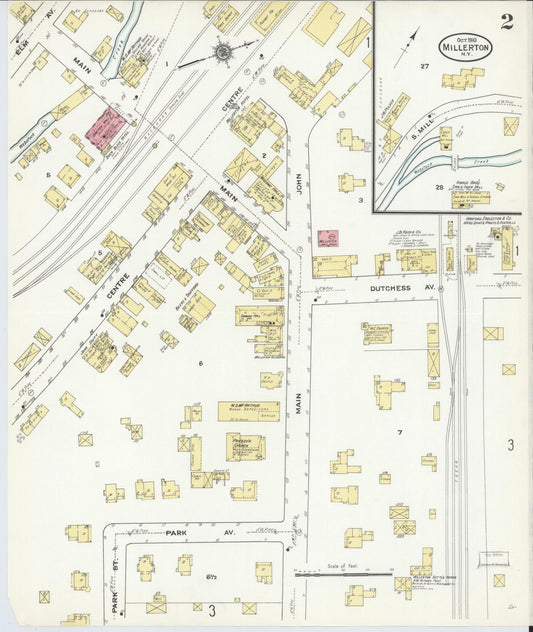Sanborn Fire Insurance Map from Millerton, Dutchess County, New York (1910), Sheet #0002 - Historic Sanborn Fire Insurance Map Print, vintage old map wall art, antique decor, genealogy gift, New York New York map