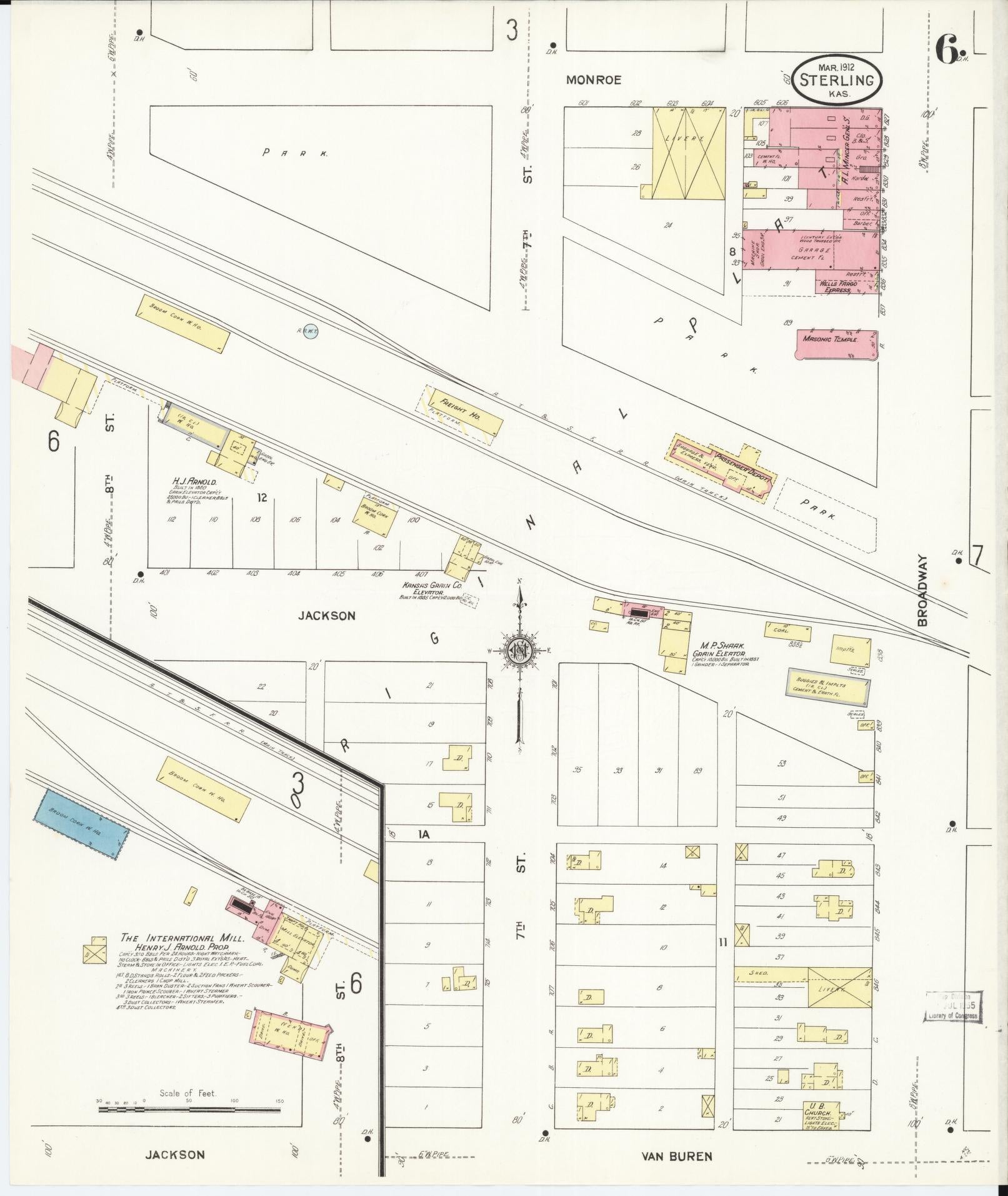 Sanborn Fire Insurance Map from Sterling, Rice County, Kansas (1912), Sheet #0006 - Complete Map Set gallery image, historic Sanborn map, vintage wall art, Kansas Kansas