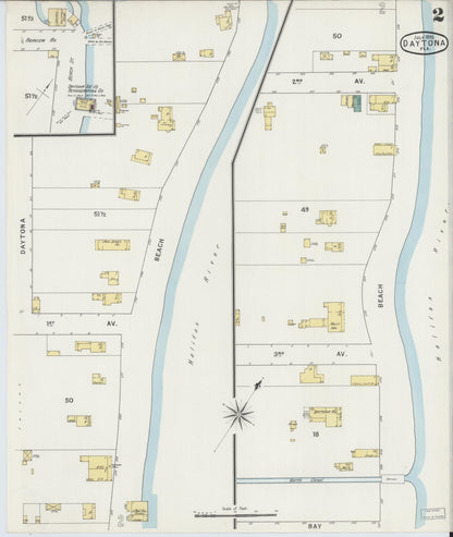 Sanborn Fire Insurance Map from Daytona, Volusia County, Florida (1895), Sheet #0002 - Complete Map Set gallery image, historic Sanborn map, vintage wall art, Florida Florida