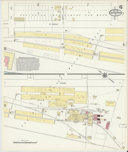 Sanborn Fire Insurance Map from Covington, Independent Cities, Virginia (1913), Sheet #0006 - Historic Sanborn Fire Insurance Map Print, vintage old map wall art, antique decor, genealogy gift, Virginia Virginia map
