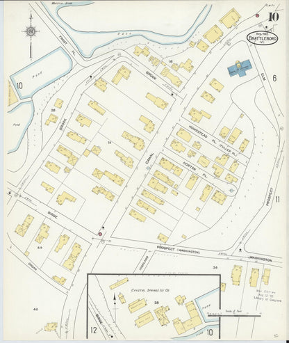 Sanborn Fire Insurance Map from Brattleboro, Windham County, Vermont (1912), Sheet #0010 - Complete Map Set gallery image, historic Sanborn map, vintage wall art, Vermont Vermont