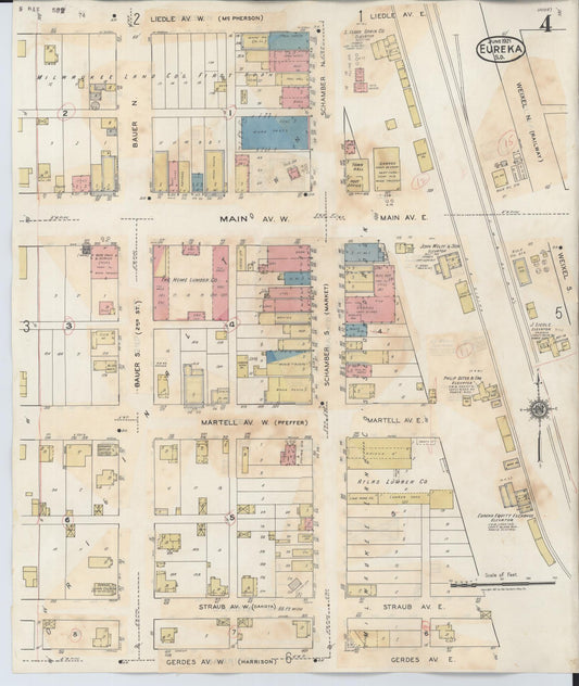 Sanborn Fire Insurance Map from Eureka, McPherson County, South Dakota (1939), Sheet #0004 - Historic Sanborn Fire Insurance Map Print, vintage old map wall art, antique decor, genealogy gift, South Dakota South Dakota map