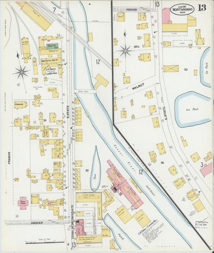 Sanborn Fire Insurance Map from North Adams, Berkshire County, Massachusetts (1901), Sheet #0013 - Historic Sanborn Fire Insurance Map Print, vintage old map wall art, antique decor, genealogy gift, Massachusetts Massachusetts map