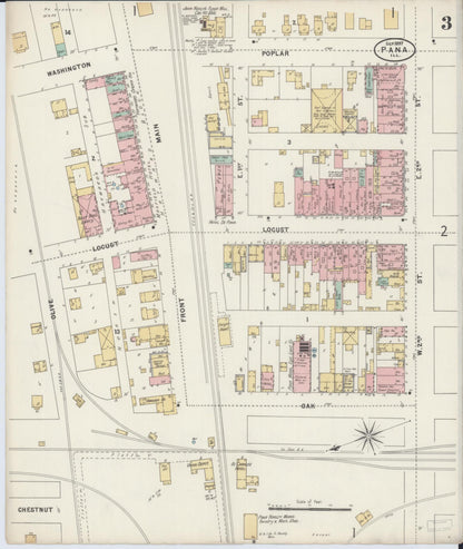 Sanborn Fire Insurance Map from Pana, Christian County, Illinois (1897), Sheet #0003 - Complete Map Set gallery image, historic Sanborn map, vintage wall art, Illinois Illinois