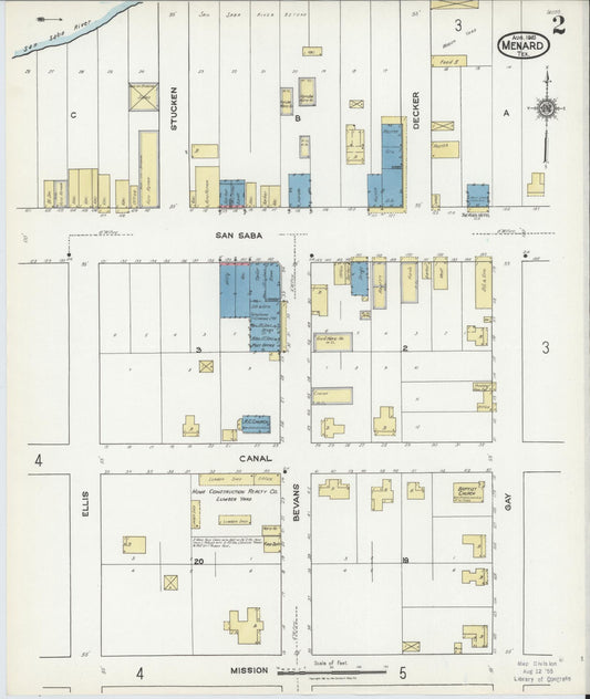 Sanborn Fire Insurance Map from Menard, Menard County, Texas (1921), Sheet #0002 - Historic Sanborn Fire Insurance Map Print, vintage old map wall art, antique decor, genealogy gift, Texas Texas map