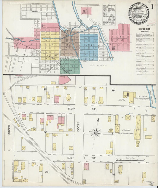Sanborn Fire Insurance Map from Cambridge City, Wayne County, Indiana (1892), Sheet #0001 - Complete Map Set gallery image, historic Sanborn map, vintage wall art, Indiana Indiana