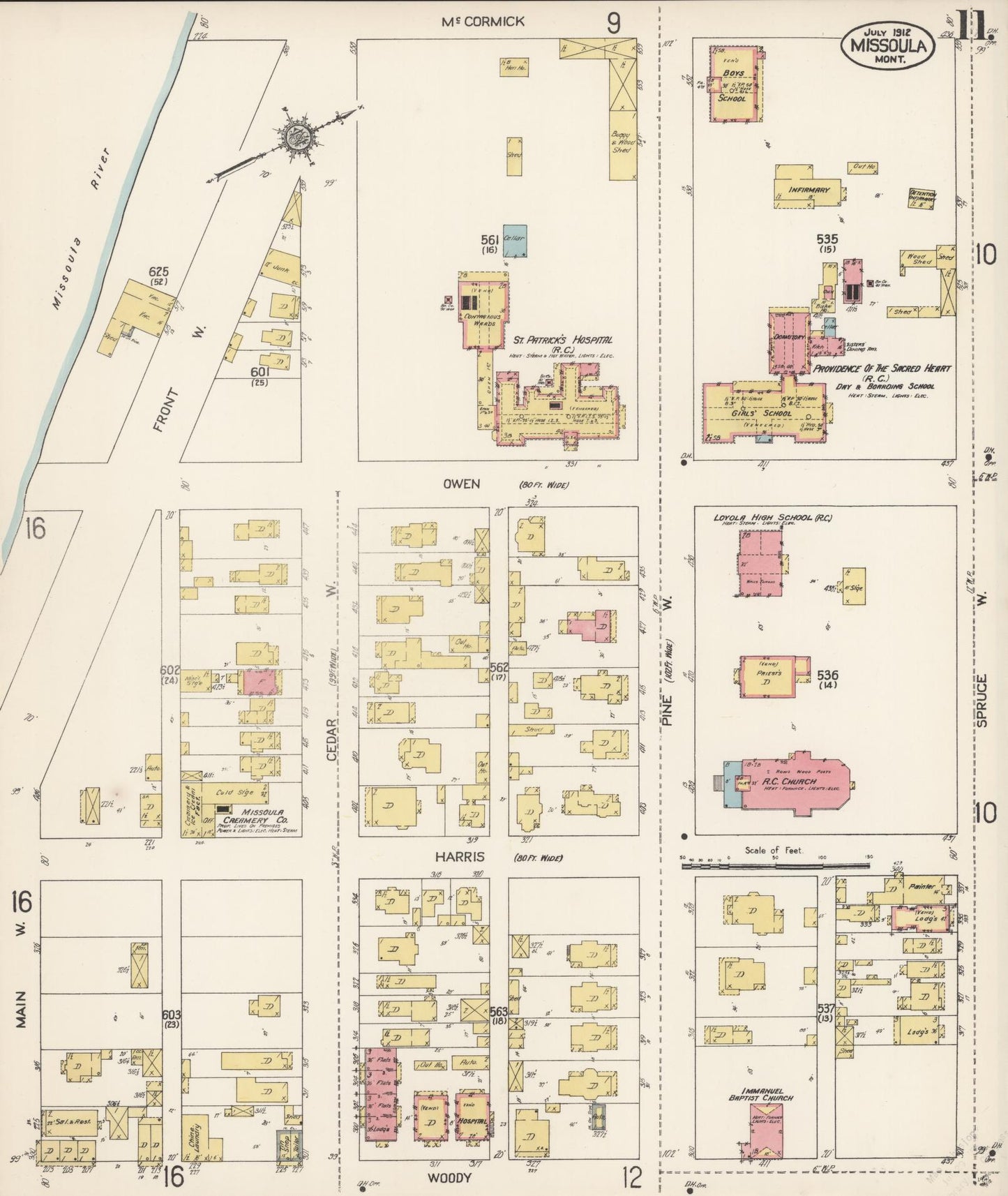 Sanborn Fire Insurance Map from Missoula, Missoula County, Montana (1912), Sheet #0011 - Complete Map Set gallery image, historic Sanborn map, vintage wall art, Montana Montana