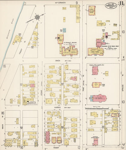 Sanborn Fire Insurance Map from Missoula, Missoula County, Montana (1912), Sheet #0011 - Complete Map Set gallery image, historic Sanborn map, vintage wall art, Montana Montana