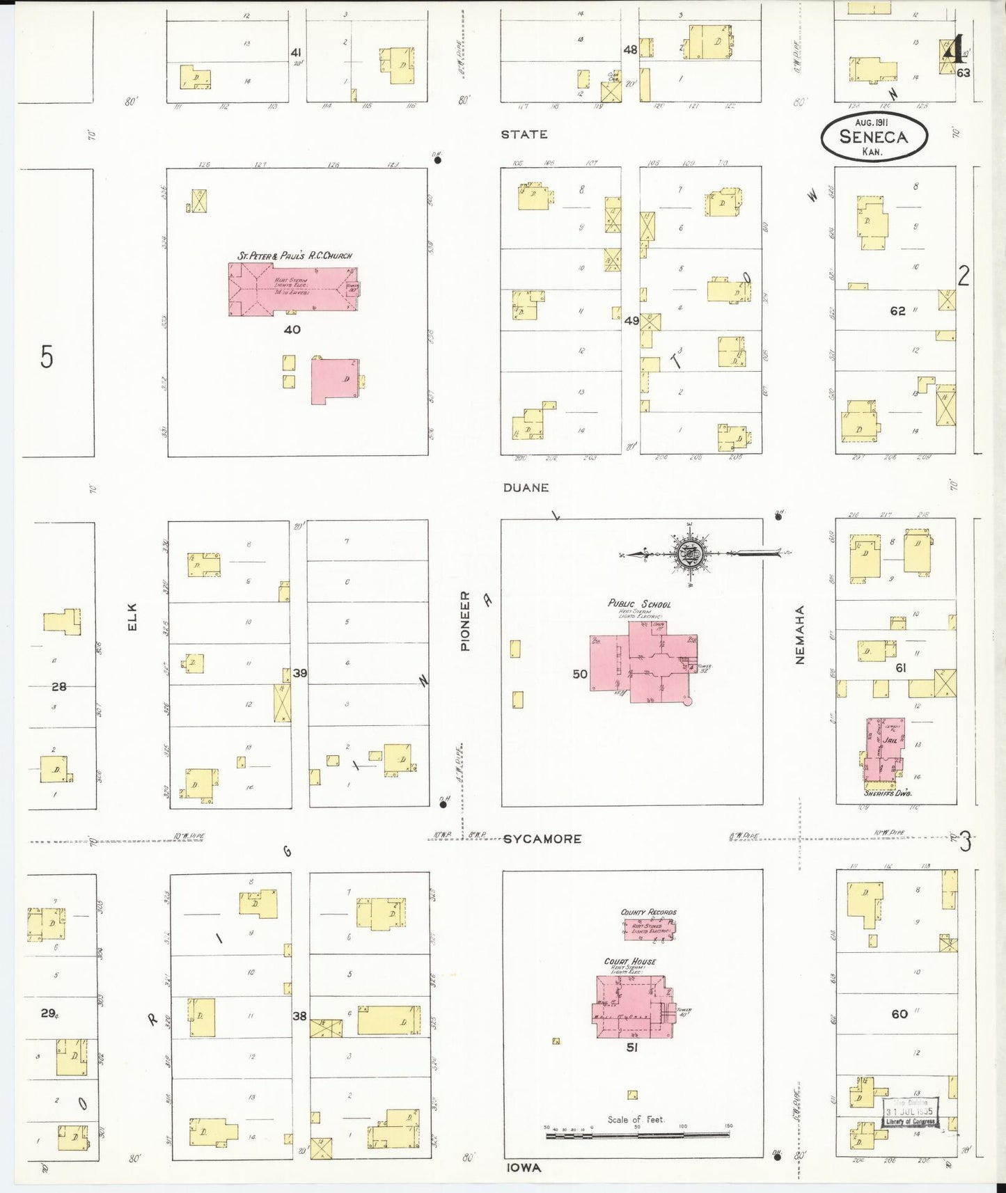 Sanborn Fire Insurance Map from Seneca, Nemaha County, Kansas (1911), Sheet #0004 - Complete Map Set gallery image, historic Sanborn map, vintage wall art, Kansas Kansas