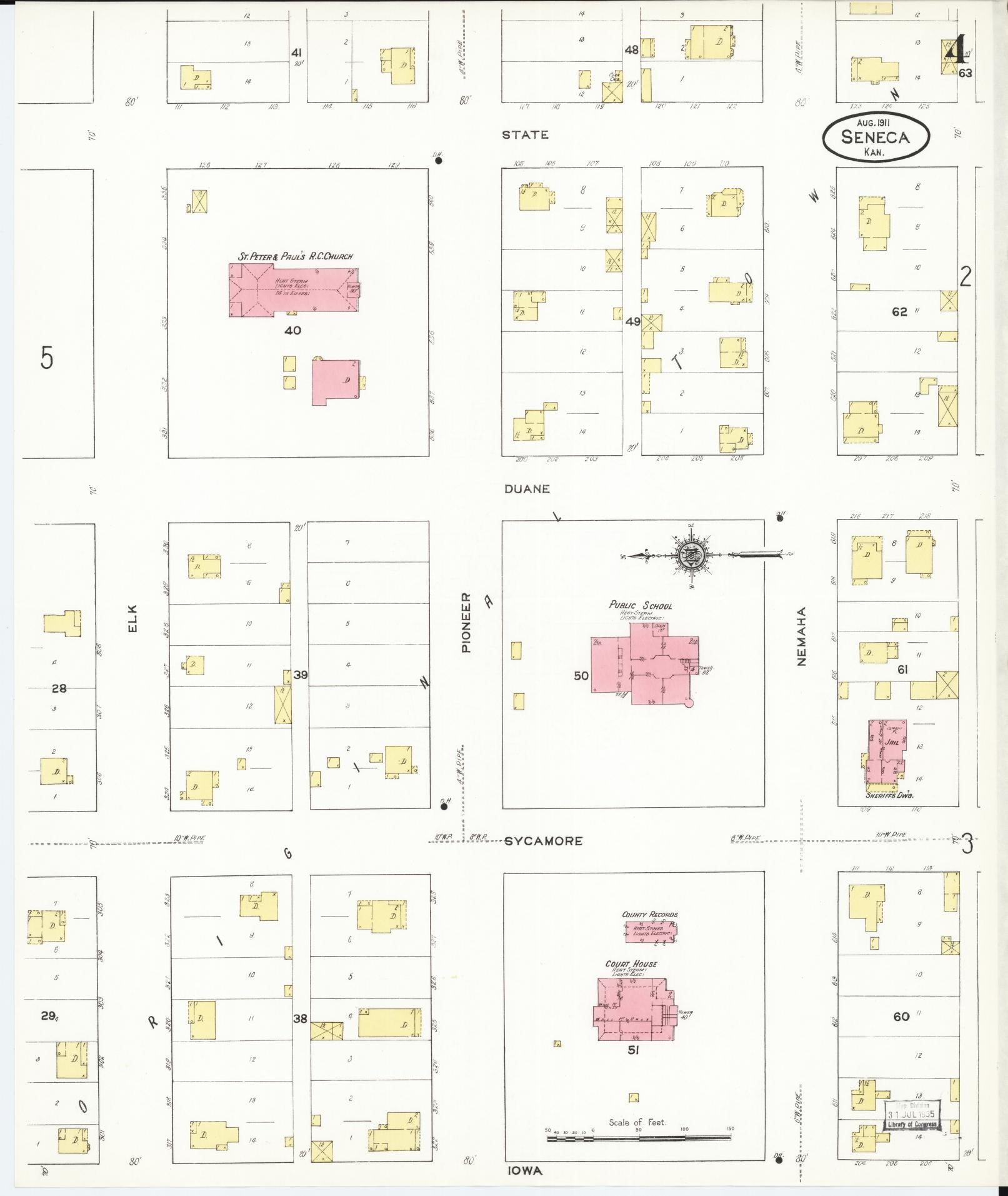 Sanborn Fire Insurance Map from Seneca, Nemaha County, Kansas (1911), Sheet #0004 - Complete Map Set gallery image, historic Sanborn map, vintage wall art, Kansas Kansas