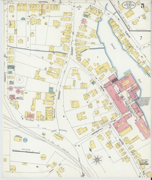 Sanborn Fire Insurance Map from Ipswich, Essex County, Massachusetts (1902), Sheet #0005 - Historic Sanborn Fire Insurance Map Print, vintage old map wall art, antique decor, genealogy gift, Massachusetts Massachusetts map