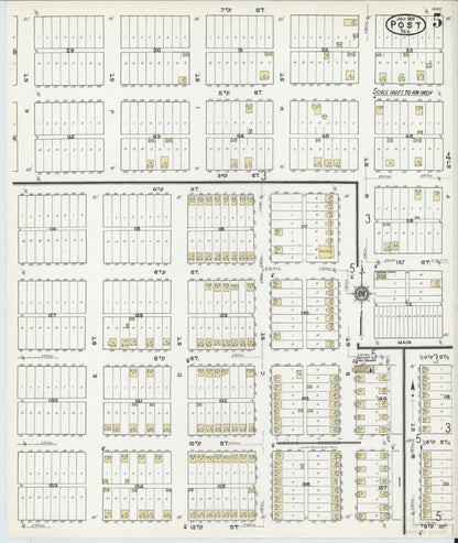 Sanborn Fire Insurance Map from Post, Garza County, Texas (1921), Sheet #0005 - Historic Sanborn Fire Insurance Map Print, vintage old map wall art, antique decor, genealogy gift, Texas Texas map