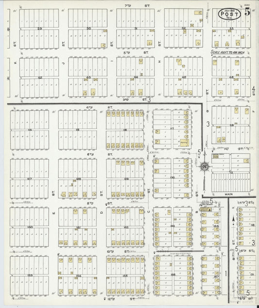 Sanborn Fire Insurance Map from Post, Garza County, Texas (1921), Sheet #0005 - Historic Sanborn Fire Insurance Map Print, vintage old map wall art, antique decor, genealogy gift, Texas Texas map