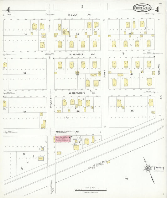 Sanborn Fire Insurance Map from Goose Creek, Harris County, Texas (1926), Sheet #0004 - Historic Sanborn Fire Insurance Map Print, vintage old map wall art, antique decor, genealogy gift, Texas Texas map